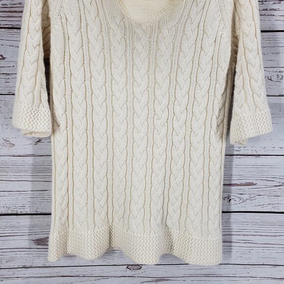 Coldwater Creek Cream Cable Knit Cowl Neck Wool Blend Sweater Size 1X - Picture 5 of 14